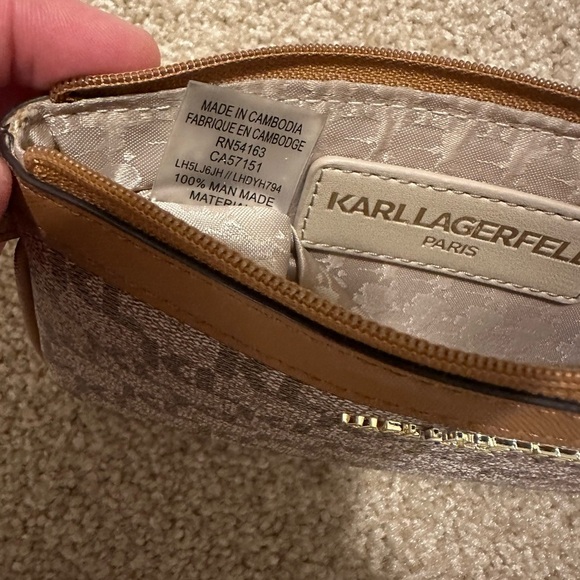 Karl Lagerfeld Paris Logo Wristlet Almond/Taupe - Picture 7 of 11